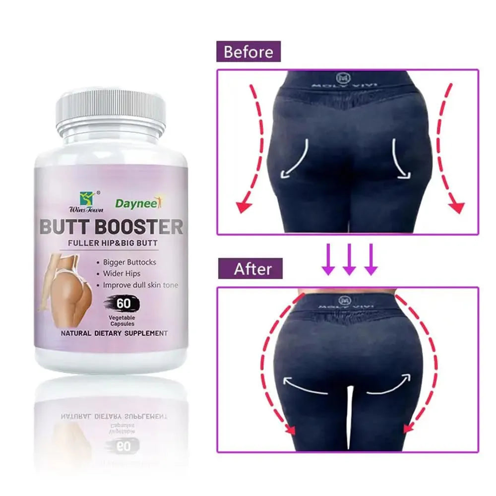 AIHIYO Butt Booster Capsule, Hip Butt Enhancement Supplement Pill, Bigger Buttocks and Improve Dull Skin Tone, 60 Count