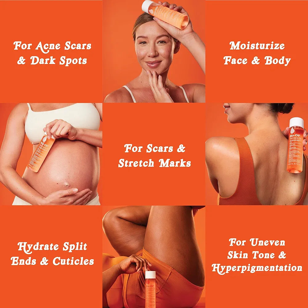 Bio-Oil Skincare Body Oil Serum, Face and Body Moisturizer with Vitamin E & A, for Scars, Stretch Marks, Sensitive Skin, All Skin Types, Dermatologist Recommended, Non-Comedogenic, 2 Oz