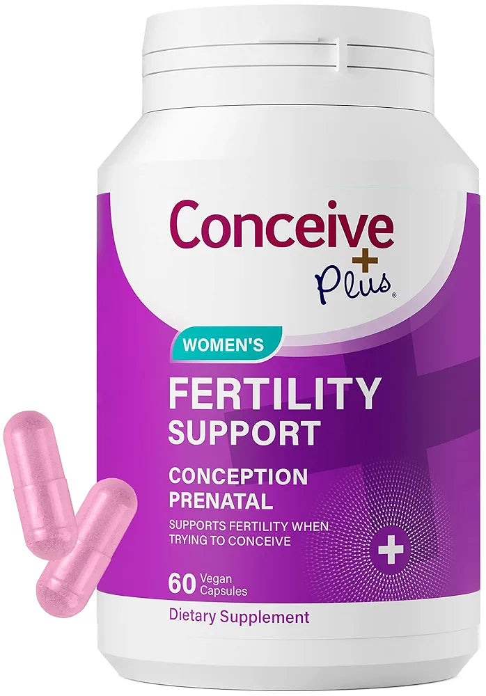 CONCEIVE PLUS Women's Fertility Support: Conception Prenatal Supplements for Her, Aids Hormonal Balance, & Regular Cycles - Folic Acid, B12, Zinc, Biotin, Non-GMO - 60 Vegetarian Soft Capsules