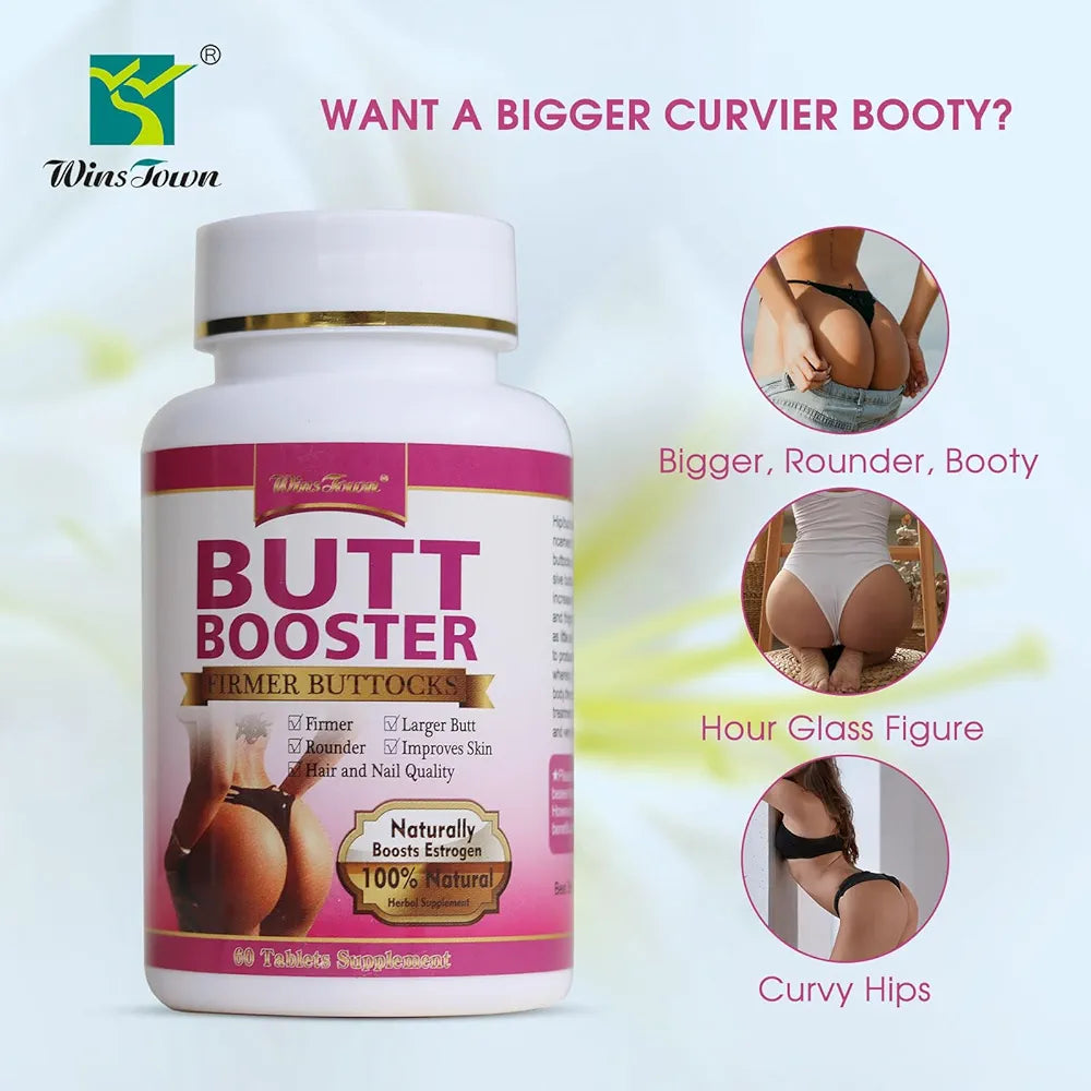 Butt Booster Pills, Mention Buttocks Herbal Supplements, Plump HIPS Enhancement Firming and Seductive, 60 Tablets