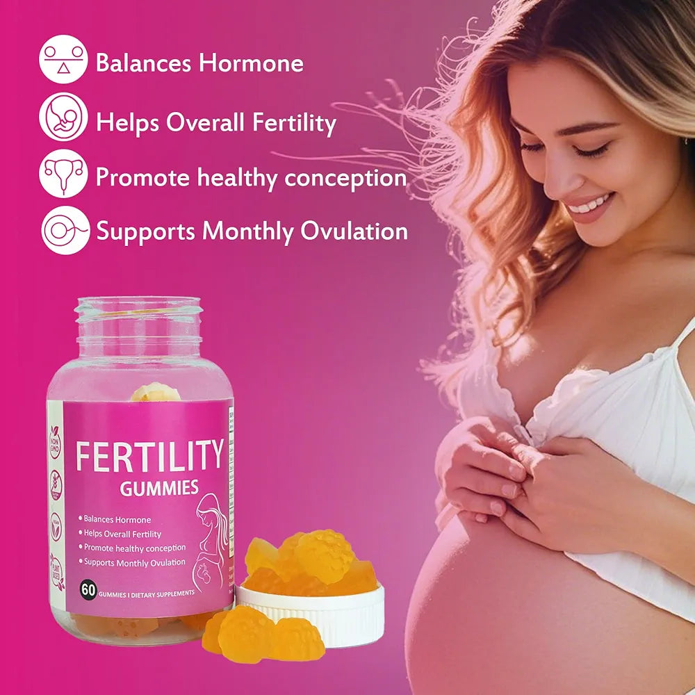 Fertility Support Gummies for Women Hormonal Balance & Conception Support, Prenatal Vitamins with Myo-Inositol & Pantothenic Acid, Fertility Gummies for Women Get Pregnant Fast, 60 Count