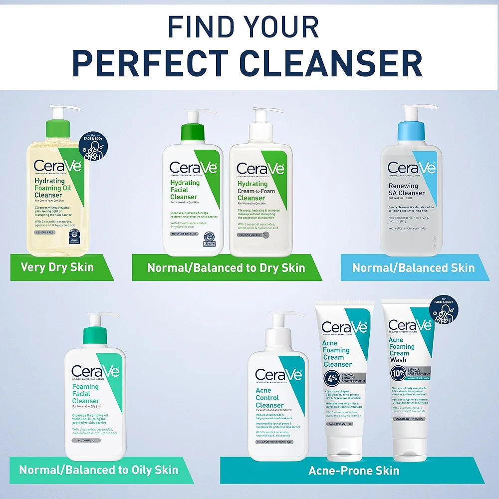 CeraVe Foaming Facial Cleanser, Daily Face Wash for Oily Skin, Hyaluronic Acid + Ceramides + Niacinamide, Fragrance Free & Paraben Free, Non-Drying Oil Control Face Wash, 16 Fluid Ounces