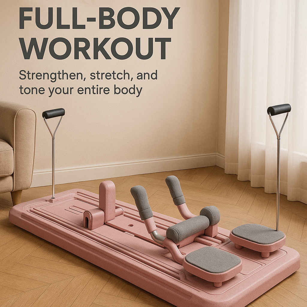 "Portable Pilates Bar with Resistance Bands" "Pilates Reformer Board".
